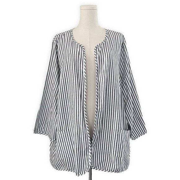 Christopher & Banks NWT Open Cardigan Womens Size 2X Long Sleeve Striped Peasant - Picture 1 of 9
